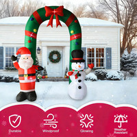 Decoración Navideña Grande para Exteriores, Arco Inflable de Santa Claus y Muñeco de Nieve de 9 Pies, con Luces LED Integradas, Resistente al Agua, Ecológico, para Fiestas