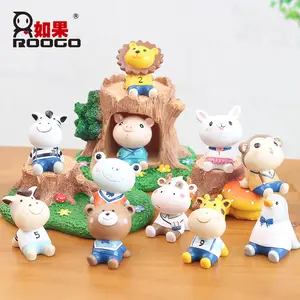 ROOGO Resin Animal Friends Miniature Pet Figurine Garden Home Decor Ornament