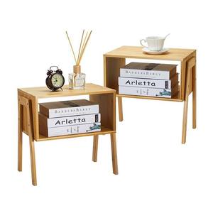 <b>Bamboo</b> Stackable Coffee <b>Table</b> Set 2 Pieces Nesting Side <b>Tables</b> For Bedroom Living Room - Product Image 1