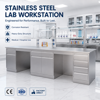 Table de travail modulaire en acier inoxydable robuste et résistante à la corrosion, poste de travail de laboratoire pour hôpital médical