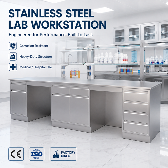 Modular Design Corrosion-Resistant Heavy-duty Stainless Steel Working Table Lab Workstation for Medical Hospital