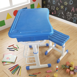 Venta al por Mayor <span class=keywords><strong>de</strong></span> Fábrica: Escritorios y <span class=keywords><strong>Sillas</strong></span> Combinados para Estudiantes y Niños, Muebles Educativos Económicos para Aula, Altura Ajustable - Product Image 1
