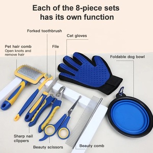Bowl Toothbrush Scissor Comb Scissors Nail Clippers Multifunction 8 in 1 Pet Cat <strong>Dog</strong> <strong>Grooming</strong> Brush Shedding Tools Kit Set <strong>Bag</strong> - Product Image 5