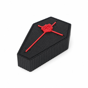 Scatola regalo a forma di bara con rose gotiche, decorazione artigianale in plastica per decorazioni per feste di Halloween - Product Image 3