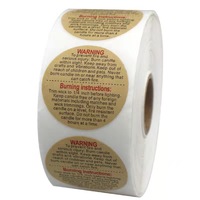 Autocollants d'avertissement de bougie ronde de 1.5 pouces, étiquettes d'avertissement de sécurité imperméables pour le récipient de pot de votives de cire de soja