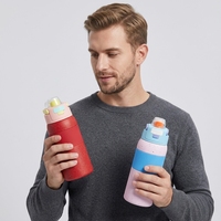 Gourde isotherme sport en acier inoxydable à double paroi 600 ml 800 ml avec paille intégrée, idéale pour le bureau et la rentrée scolaire – Qualité supérieure