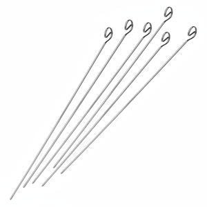 Lot de 6 brochettes de barbecue en acier inoxydable avec manche en bois Fourchettes en fer de 35 cm de long pour le camping Boîte de 100 - Product Image 2