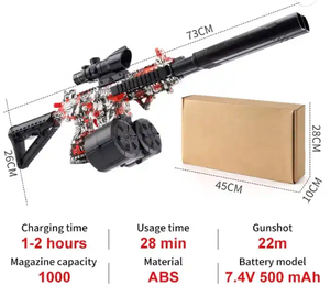 Venta caliente M4 doble barril Gelblaster Splatter Gel Drum Clips eléctrico Splat Gel Blaster pistolas de juguete - Product Image 5