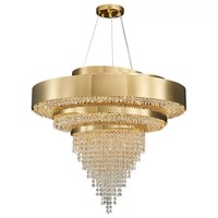 Lustre en cristal K9 doré de luxe, luminaire suspendu rond moderne, lampe suspendue en cristal pour villa, salon, hall d'hôtel