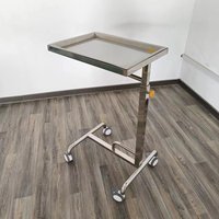 Chariot médical mobile en acier inoxydable pour instruments, réglable en hauteur, avec plateau chirurgical et roues silencieuses pour USI