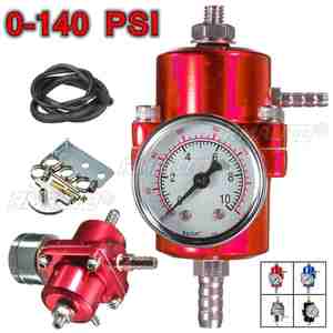 Régulateur de pression de carburant universel pour voiture noir bleu rouge argent 0-140 PSI avec jauge, régulateur de pression d'huile réglable - Product Image 1