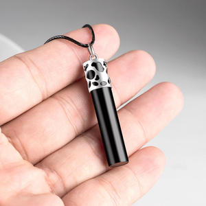 Pendentif cylindrique en jadéite naturelle, argent S925, UNISEXE, style chinois, cadeau tendance avec certificat d'évaluation D068 - Product Image 3