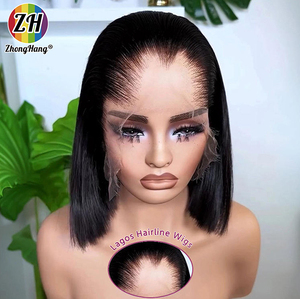 วิกผมบ๊อบสั้นทรง M แบบผมเวียดนามแท้ Remy 13x4  แบบไม่ต้องใช้กาว  พร้อมเชือกผูกผม HD  <span class=keywords><strong>ทรง</strong></span>ตรง  พร้อมไรผมต่ำแบบ Lagos - Product Image 1
