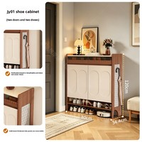 Meuble d'entrée mural moderne en bois massif, armoire à chaussures avec panneaux perforés respirants, grande capacité, rangement 5 niveaux