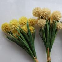 Buket Bola Beras Dandelion Buatan Tangan 5 Tangkai Per Bundel Bunga Pincushion Buket Ikat Tangan Bunga Plastik Buatan