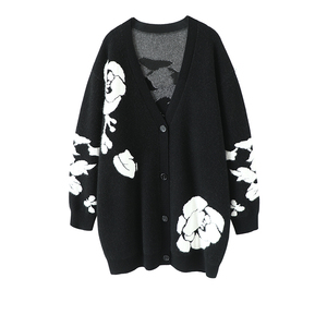 <span class=keywords><strong>Cardigan</strong></span> GUOOU grammo grande pesante con scollo a V <span class=keywords><strong>bianco</strong></span> Cashmere per maglione cappotto ampio da <span class=keywords><strong>donna</strong></span> di media lunghezza - Product Image 1