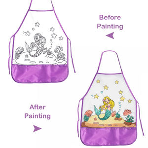 WAYEE 男女通用 DIY 美人鱼绘画套件，带可涂色围裙、2 个美人鱼模型、海洋配件、12 种丙烯颜料、闪光颜色 - Product Image 5