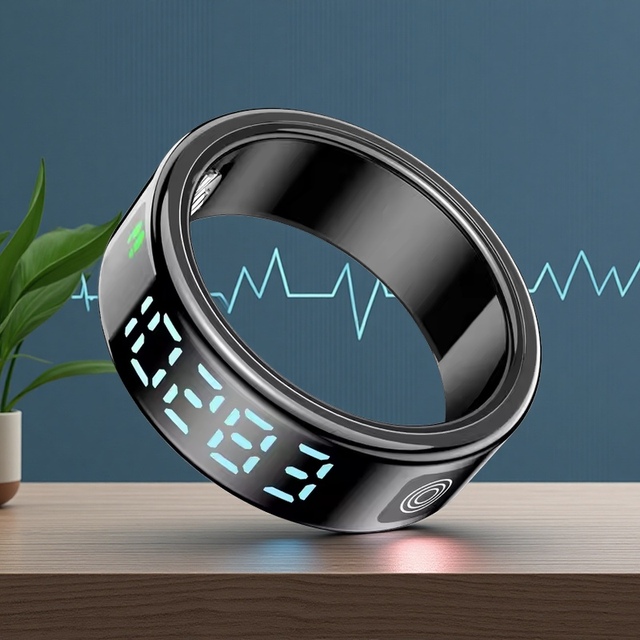 New Style Ip68 Waterproof Fitness Tracker Ring Bluetooth Connection Heart Rate Blood Oxygen Sleep Monitoring LED Smart Ring