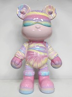 Figurine d'ours, sculpture, brique de mode, peinture fluide d'ours, poupée artisanale, jouets, peinture fluide DIY, ours cool