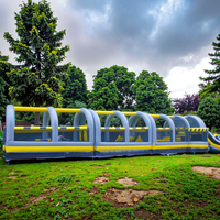 Château gonflable pour enfants de 4*24m, pour usage commercial en extérieur, en PVC, facile à installer