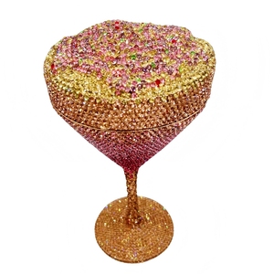 Bolso de Noche de Cristal con Diseño Floral para Mujer, Cartera de Mano con Pedrería Brillante y Cadena Desmontable para Fiesta - Product Image 5