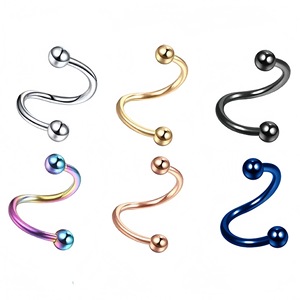 Pendientes de acero inoxidable con forma de S para la oreja, en varios colores, para piercing de moda. - Product Image 1