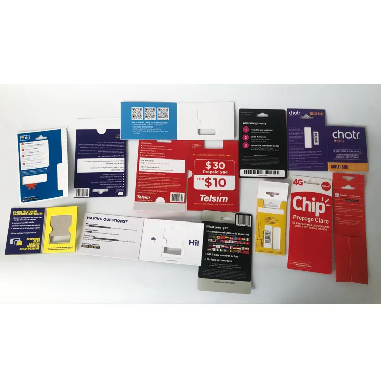 custom cheap popular sim card packaging with different style