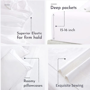 Sang Trọng Trung Quốc Nhà Sản Xuất Bán Buôn Polyester Bông Vải Nữ Hoàng Vua Kích Thước Được Trang Bị Bộ Đồ Giường Đặt Rắn Tấm Ga Giường Đặt Cho Khách Sạn - Product Image 6