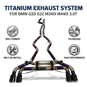 Système d'échappement Catback Vortex Purple Titanium avec valves pour BMW G20 G22 M340i M440i 3.0T avec sorties d'échappement quadruples en carbone - Product Image 1
