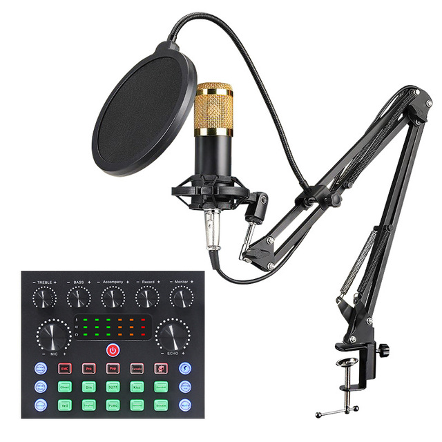V8 Mobile Live Streaming Sound Card Bracket 800 Capacitor Microphone Set Douyin Anchor Singing Recording Microphone Cross-border