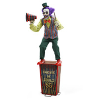 Marque CZTSY, accessoire de clown animé de grande taille pour Halloween, capteur de mouvement, son, batterie rechargeable, utilisation en intérieur, maison hantée