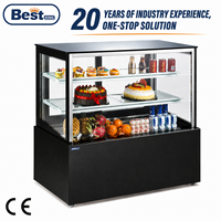Vitrine à gâteaux en gros de 900, 1200, 1500, 1800 mm de largeur, refroidissement par air, réfrigérant R290, vitrine à gâteaux à angle droit