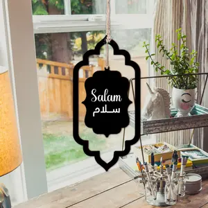 Muslim holiday decorations wooden acrylic pendants ethnic decorations mirror shaped pendants home furnishings