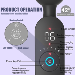 Intelligentes Digitales Display Japanisches Spielzeug für Frauen 12 Modi 6 Geschwindigkeiten G-Punkt Klitoris Stimulator Heizender <span class=keywords><strong>Vibrator</strong></span> für Magic Wand Sexshop - Product Image 3