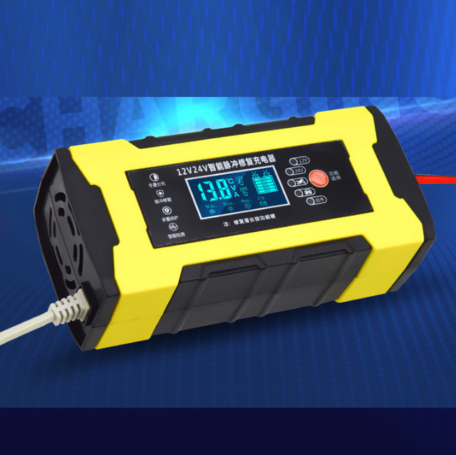 12V24V 10A Motorcycle Car Battery Charger Maintainer & Desulfator Smart Battery Charger, Pulse Repair Charger LCD Display