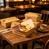 Emballage pour la restauration rapide, design personnalisé, boîte à emporter en papier kraft résistant à la graisse pour les hamburgers, les frites, les collations, les services de traiteur