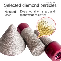 Fraise diamantée brasée en acier 5/8 pour carreaux de céramique marbre pierre alésage bordure soudée sous vide cône émeri plastique 46 #