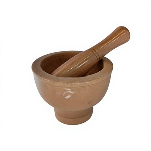 Custom Eco-Friendly Durable Food Grade Wooden Mortar and Pestle Set Handmade Kitchen Spice <b>Grinder</b> for Wholesale - Product Image 5