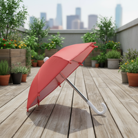 Parapluie droit portable de petite taille à ouverture manuelle en tissu pongé imperméable, avec poignée incurvée en plastique, idéal pour la pluie et le soleil, cadeaux d'affaires