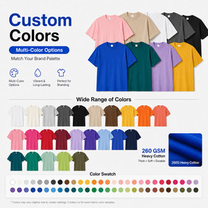 T-shirt en coton denim épais 260G avec logo personnalisé, coupe oversize pour homme, streetwear, tee-shirt vierge doux et respirant, vente en gros, bleu roi - Product Image 3