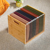 Boîte de rangement pour dossiers en bois de bambou avec façade en acrylique transparente, organiseur de documents de bureau pour la maison ou le bureau