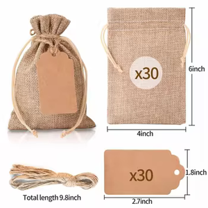 Sac en toile de jute naturelle réutilisable avec cordon de serrage, imprimé avec un logo personnalisé, coloré, pour bijoux, bonbons, cadeaux - Product Image 4