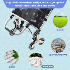 Carrito de compras con marco de aluminio resistente y bolsa de lona impermeable extraíble, carrito de mano para subir escaleras - Product Image 4