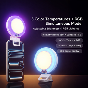 Luce ad Anello LED RGB <span class=keywords><strong>UFO</strong></span> per Telefono, Illuminazione Regolabile a 360°, Temperatura Colore Regolabile, Design Pieghevole per Selfie e Ritratti - Product Image 2