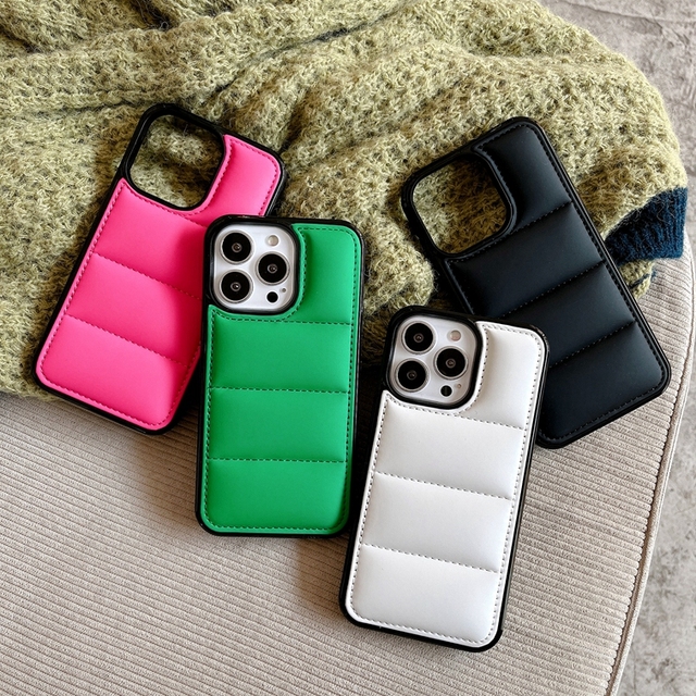 Fashion Puffer Phone Case for IPhone 16 15 14 13 12 Pro 11 Pro Max X XS XR 8 7 Colorful Down Jacket Mobile Back Cover