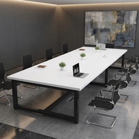 Table de conférence moderne et simple pour salle de réunion, studio de podcast et salle de formation, table de travail en bois pour bureau