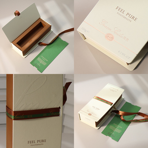 Boîte en carton cosmétique délicate avec ruban et fonction de fermeture à clapet pour l'emballage de dentifrice - Product Image 2