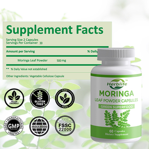 Poudre de feuilles de Moringa à marque privée OEM, capsules de Moringa Oleifera, compléments alimentaires pour soutenir le système immunitaire des hommes et des femmes - Product Image 2
