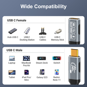Câble Thunderbolt 4 mâle vers femelle, données 40 Gbps, vidéo 8K/60Hz, câble de données coaxial, charge PD 240W, compatible avec MacBook Dell - Product Image 3