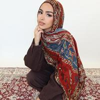 Hiyab Premium de Modal Lenzing, Estilo Largo para Mujeres Musulmanas, Venta al por Mayor, Elegante Chal con Estampado Floral Digital